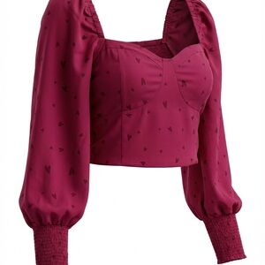 Bar III Burgundy Heart Crop Top